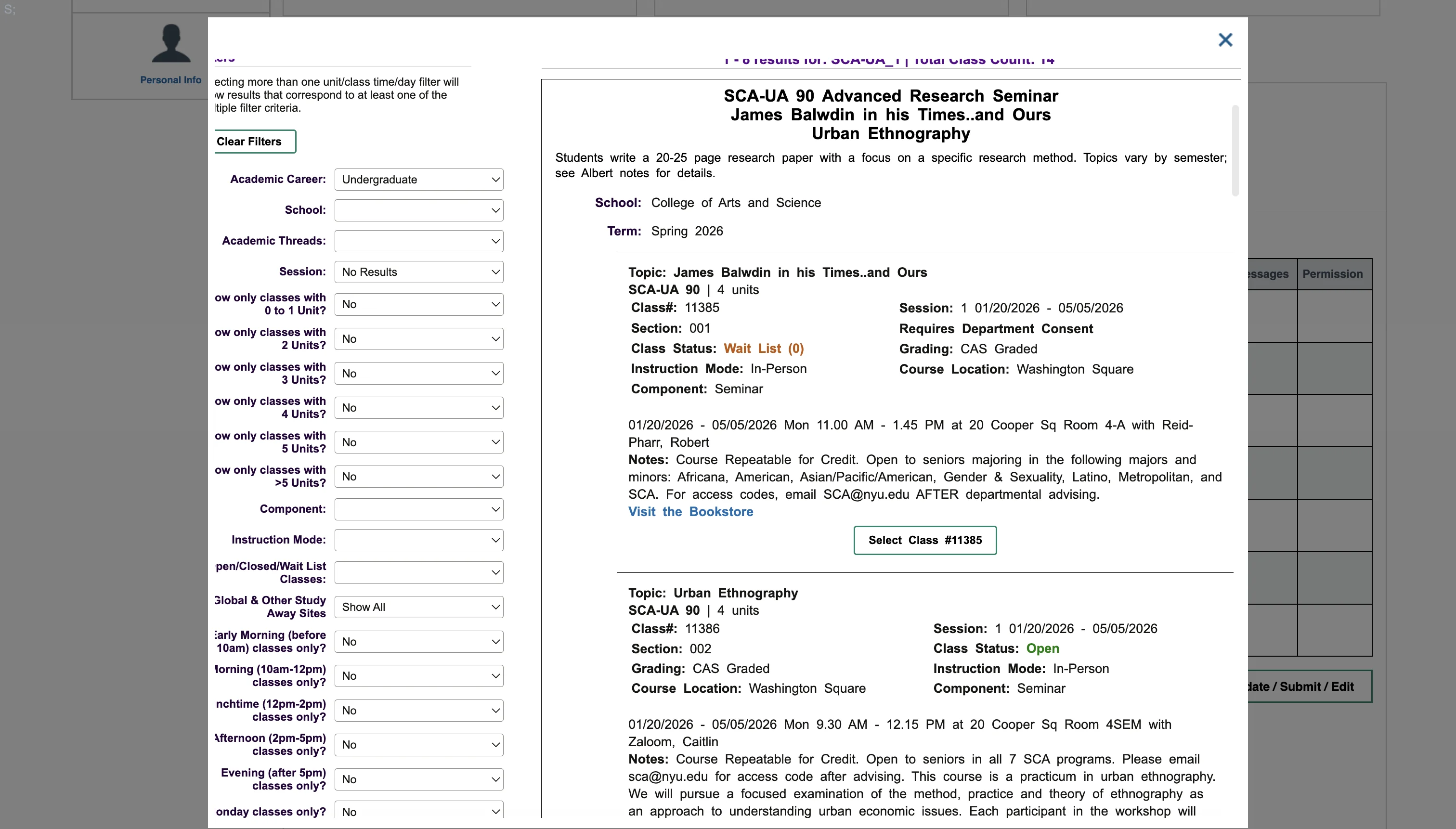 Albert current UI – course detail view
