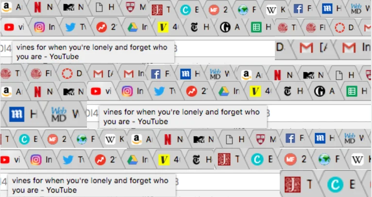A browser tab bar crowded with dozens of tabs